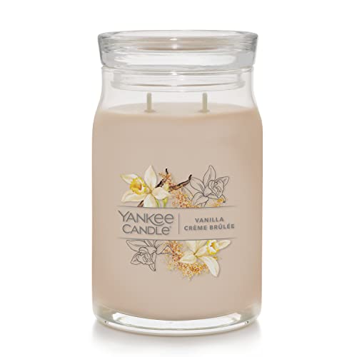 Yankee Candle Vanilla Cr?me Br?l?e Scented, Signature 20oz Large Jar 2-Wick Candle, Over 60 Hours of Burn Time
