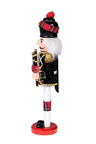 Clever Creations Black Scottish Bagpiper 12-Inch Traditional Wooden Nutcracker Christmas Decor