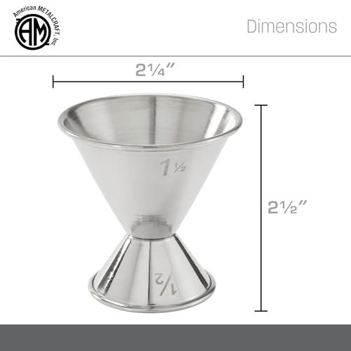 American Metalcraft J212 Stainless Steel Jigger ½ oz. to 1½ oz. Bar Tool - Pack of 1