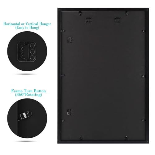 Frametory 16x24 Black Picture Frame with Mat for 12x18 Photos - Pack of 1