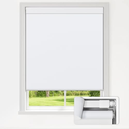 No Drill Blackout Roller Shades 34.5" W x 48" H - Cordless Design