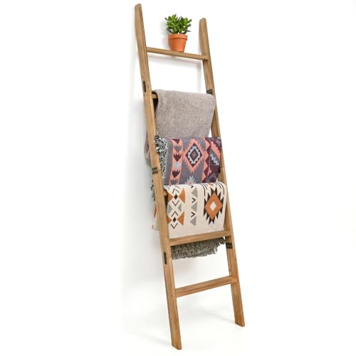 5.5ft Rustic Solid Wood Blanket Ladder - Farmhouse Towel & Quilt Rack