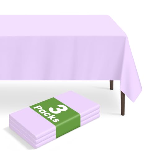 Disposable Light Purple Plastic Tablecloth 3-Pack - 54x108 Rectangular Cover