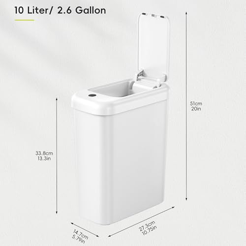 Automatic Bathroom Trash Can 2.6 Gallon Slim Touchless Garbage Bin