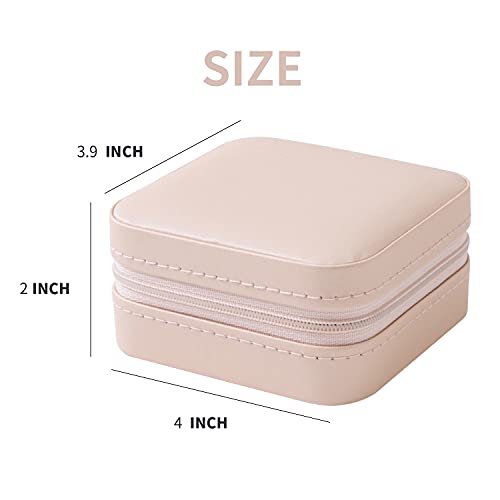 Small Portable Travel Jewelry Organizer Case with Mirror - Pink PU Leather