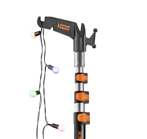 12ft Telescopic Extension Pole with Utility Hook for Hanging Lights