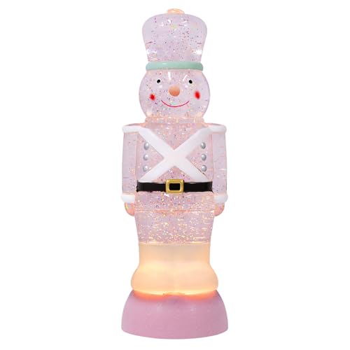 Pink Nutcracker Snow Globe Lantern with Timer - USB & Battery Operated Christmas Decor