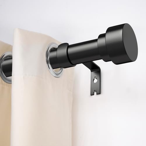 Adjustable Heavy Duty Black Curtain Rod 32 to 120 Inch, 1 Inch Diameter