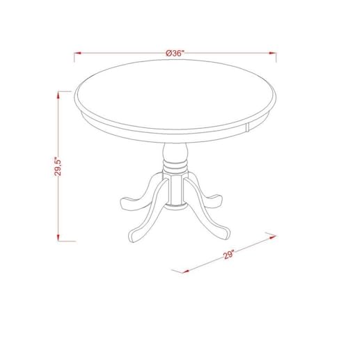 36-Inch Round Dining Table with Pedestal Base, Wirebrushed Black Wood