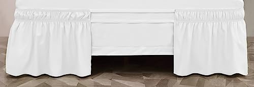 Wrap Around Twin/Twin XL Bed Skirt - 16-Inch Drop Elastic Dust Ruffle, White