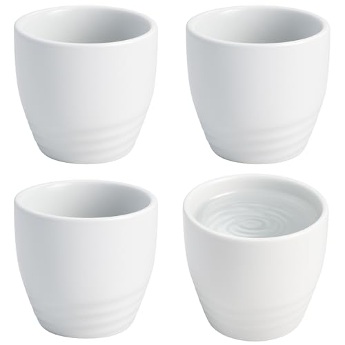 JapanBargain White Japanese Style Porcelain Sake Cups Set of 4, 1.5 oz Small Drinkware