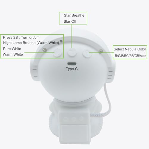 Astronaut Galaxy Projector Star Light with Remote and Timer