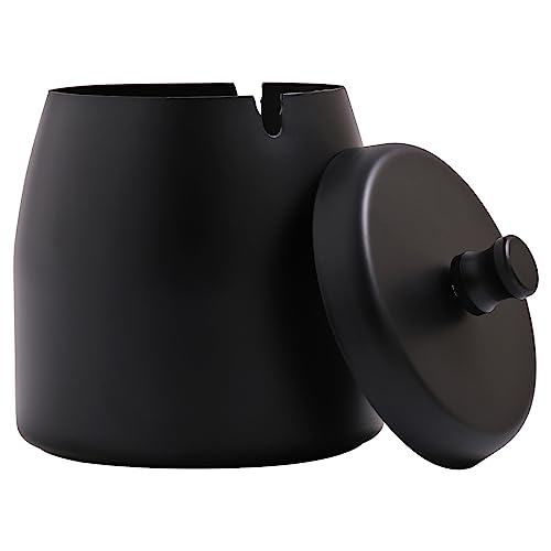 Stainless Steel Windproof Ashtray with Lid - Odorless Outdoor Ashtray