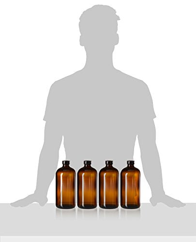 32oz Amber Glass Bottles with Airtight Lids for Home Brewing, Pack of 4