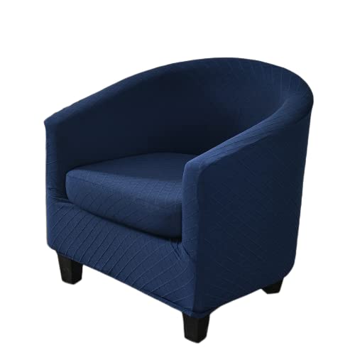 2-Piece Stretch Jacquard Barrel Chair Cover - Navy