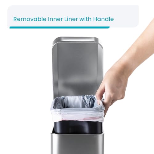 Small Stainless Steel Trash Can with Soft-Close Lid 1.3 Gallon