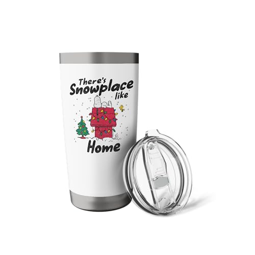 Peanuts Snoopy & Woodstock Snowy Christmas Tumbler 20 oz Stainless Steel White