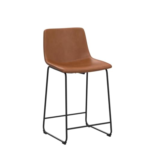 26-Inch Counter Height Bar Stools - Set of 2 Faux Leather Kitchen Chairs