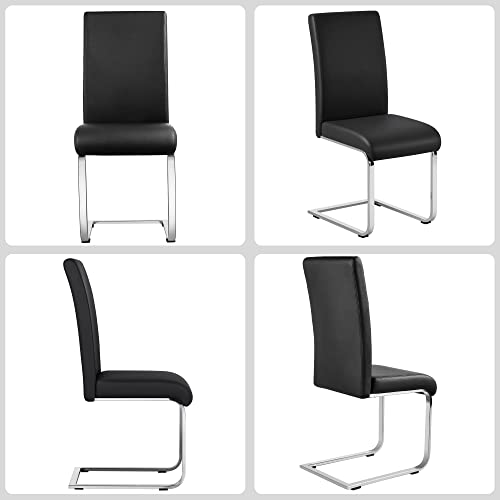 Modern Faux Leather Dining Chairs - High Back Kitchen Chairs, Set of 2