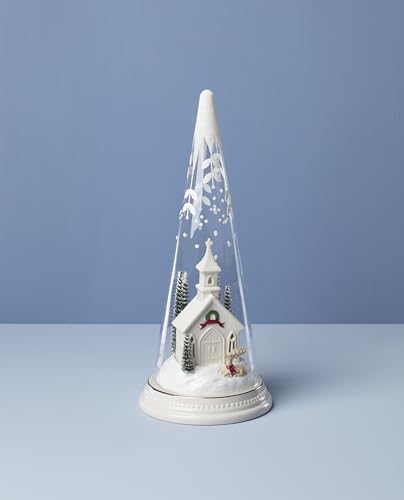Lenox Merry & Magical Light-Up Church Figurine – Porcelain Snow Glass Display