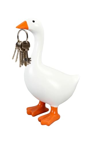 7-Inch Magnetic Goose Key Holder Statue for Desk and Home Decor