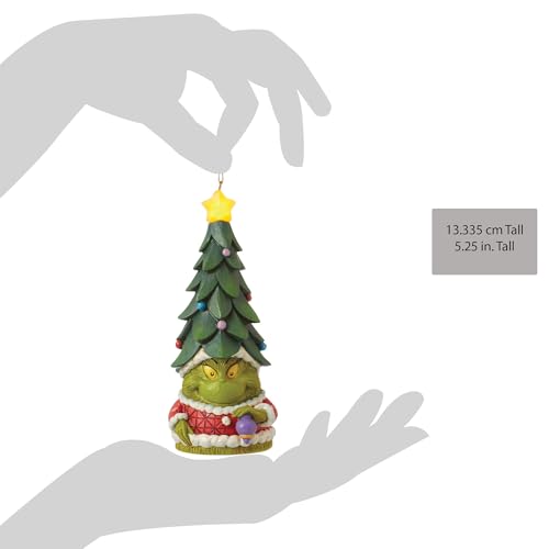 Christmas Hanging Ornament with LED Lights - Grinch & Santa Figurine, 5.31 Inch