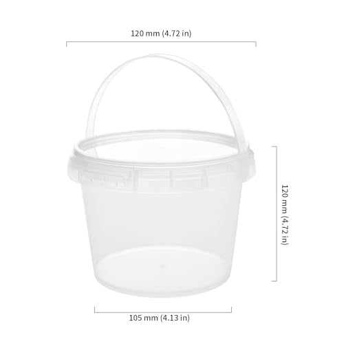 40 Pack Clear Plastic Buckets with Lids & Handles - 34 oz Food & Beverage Storage