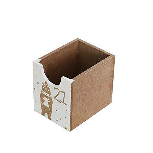 Pioneer-Effort Wooden Advent Calendar with LEDs, White & Gold – 24-Drawer Countdown Decor