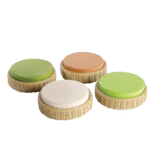 Washable Synthetic Rattan Poufs for Kids - Set of 4