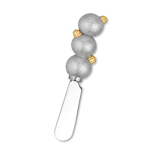 UPware Christmas Ornament Cheese Spreaders Set of 4 - Hand-Painted Resin Handles, Stainless Steel Blades, Holiday Decor