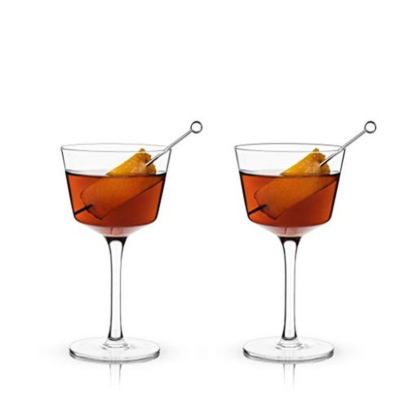 Viski Nick and Nora Glasses, Stemmed Drinkware, Premium Crystal Cocktail Glasses, Cocktail Coupe Glasses, Home and Bar Glass cups, Set of 2, 4oz
