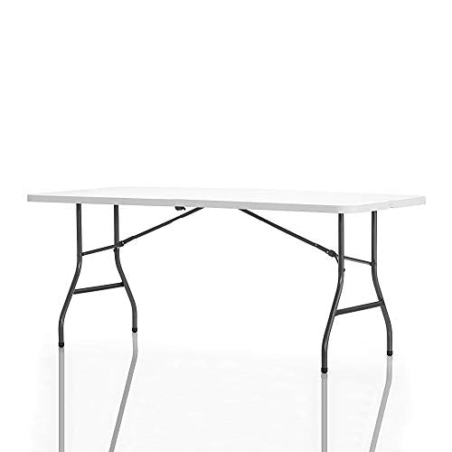 6ft Fold-in-Half Folding Table, Portable Indoor Outdoor Utility Table