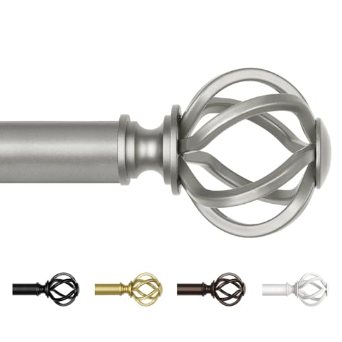 Adjustable 32-58 Inch Curtain Rod, 7/8 Inch Heavy Duty Single Window Rod