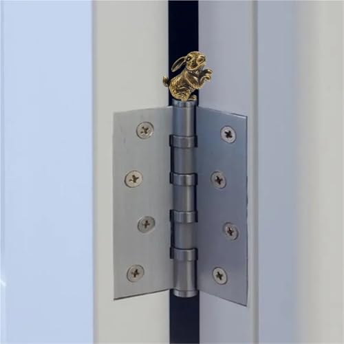 Brass Rabbit Decorative Hinge Toppers - Set of 3 Magnetic Door Accents