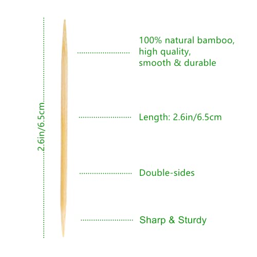 WQR Natural Bamboo Toothpicks 3000 Count for Oral Care, Cooking & Party