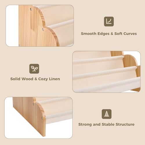 4-Tier Wooden Kids Bookshelf, Front-Facing Nursery Book Organizer
