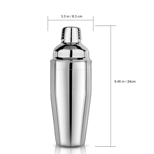 Silver 3-Piece Cocktail Shaker Set with Jiggers - 24oz Bartender Kit