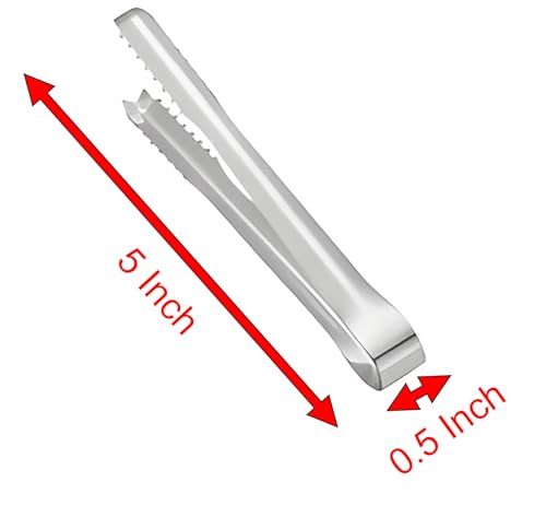 YIKANGHENG 5-Inch Stainless Steel Ice & Sugar Tongs - 10 Pcs for Bar & Party