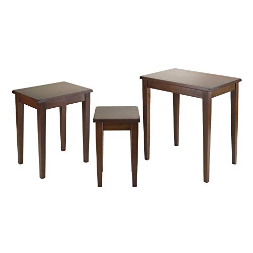 Set of 3 Nesting Accent Tables, Solid Wood Stackable Tables in Walnut
