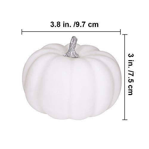 8-Piece 4-Inch Artificial White Pumpkin Set for Fall Harvest Decor