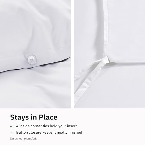 100% Cotton Sateen Twin XL Duvet Cover - Soft White (400 Thread Count)