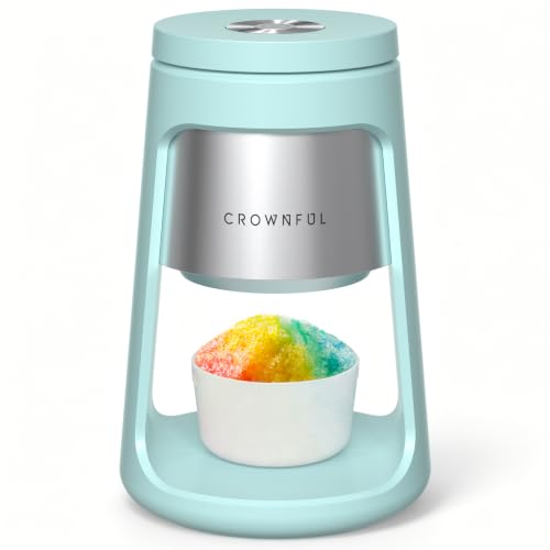 CROWNFUL Blue Electric Shaved Ice Machine 130W with 2 Cups - Fast & Safe Snow Cone Maker