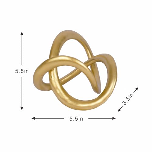Modern Geometric Gold Knot Sculpture Resin Tabletop Decor Statue