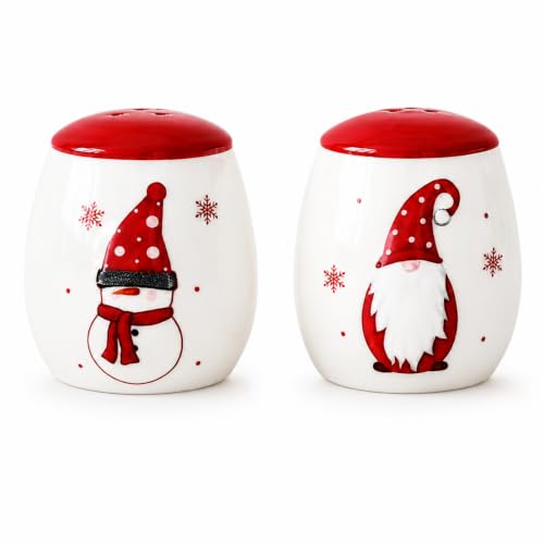 LunarFiery Christmas Salt and Pepper Shaker Set Ceramic Farmhouse Decor