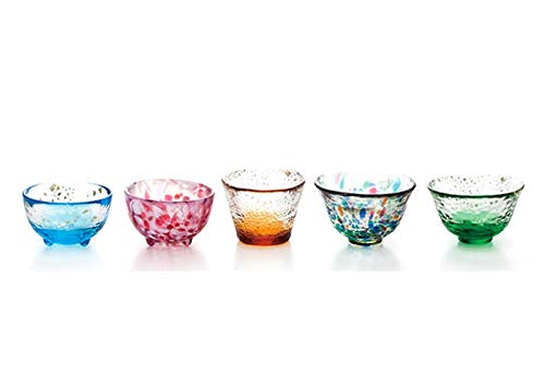 Aderia Tsugaru Biidoro 5-Piece Mini Glass Set - Assorted Japanese Seasonals