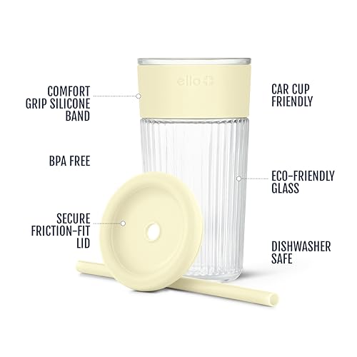 18oz Fluted Glass Tumbler with Straw, Lid, and Silicone Grip