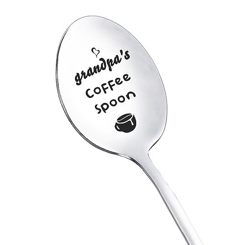 Grandpa Coffee Spoon - Engraved Gift for Grandfather from Grandkids - Father's Day, Christmas, Birthday Gift from Granddaughter or Grandson