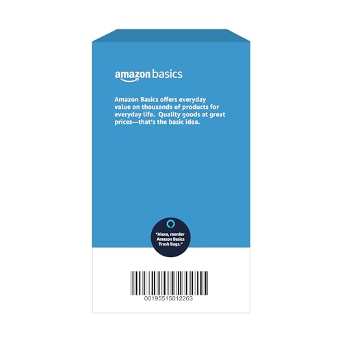 Amazon Basics 30 Gallon Drawstring Trash Bags, Tear-Resistant Black Garbage Bags, 50 Count