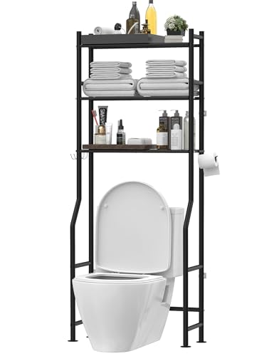 3-Tier Over-the-Toilet Storage Rack, Freestanding Carbon Steel Shelf, 64-Inch
