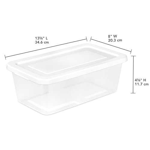 Clear Plastic Storage Box with Snap Lid 6 Quart 12 Pack